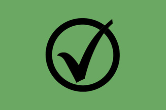Black checkmark in circle on green background representing approved or allowed. 