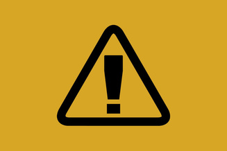 Black triangle with exclamation mark on yellow representing caution or additional consideration. 