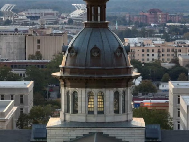 Arial view of a campus with buildings
